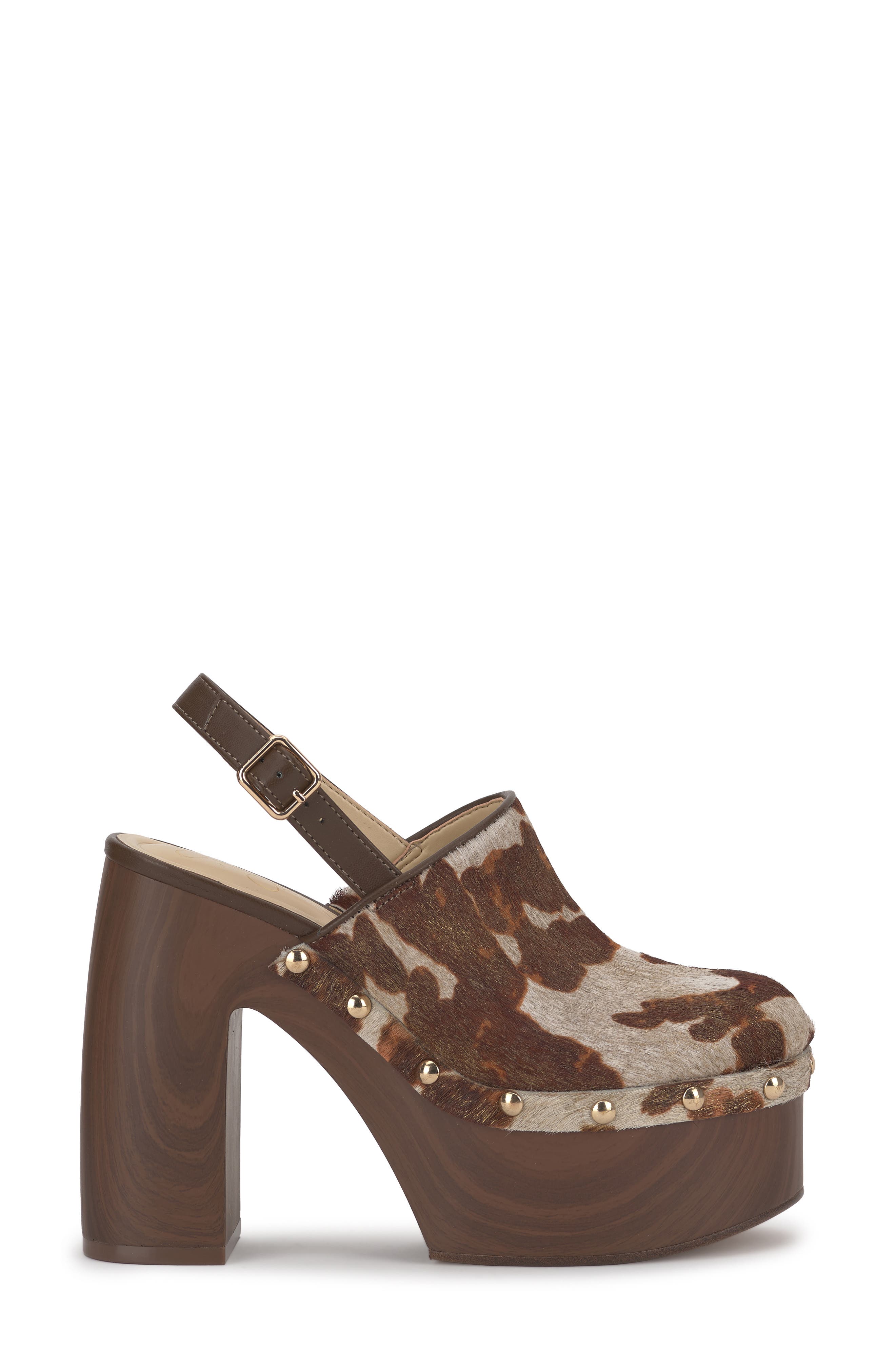 Jessica Simpson Cazea Genuine Calf Hair Slingback Platform Sandal, Alternate, color, Beige/ Gold