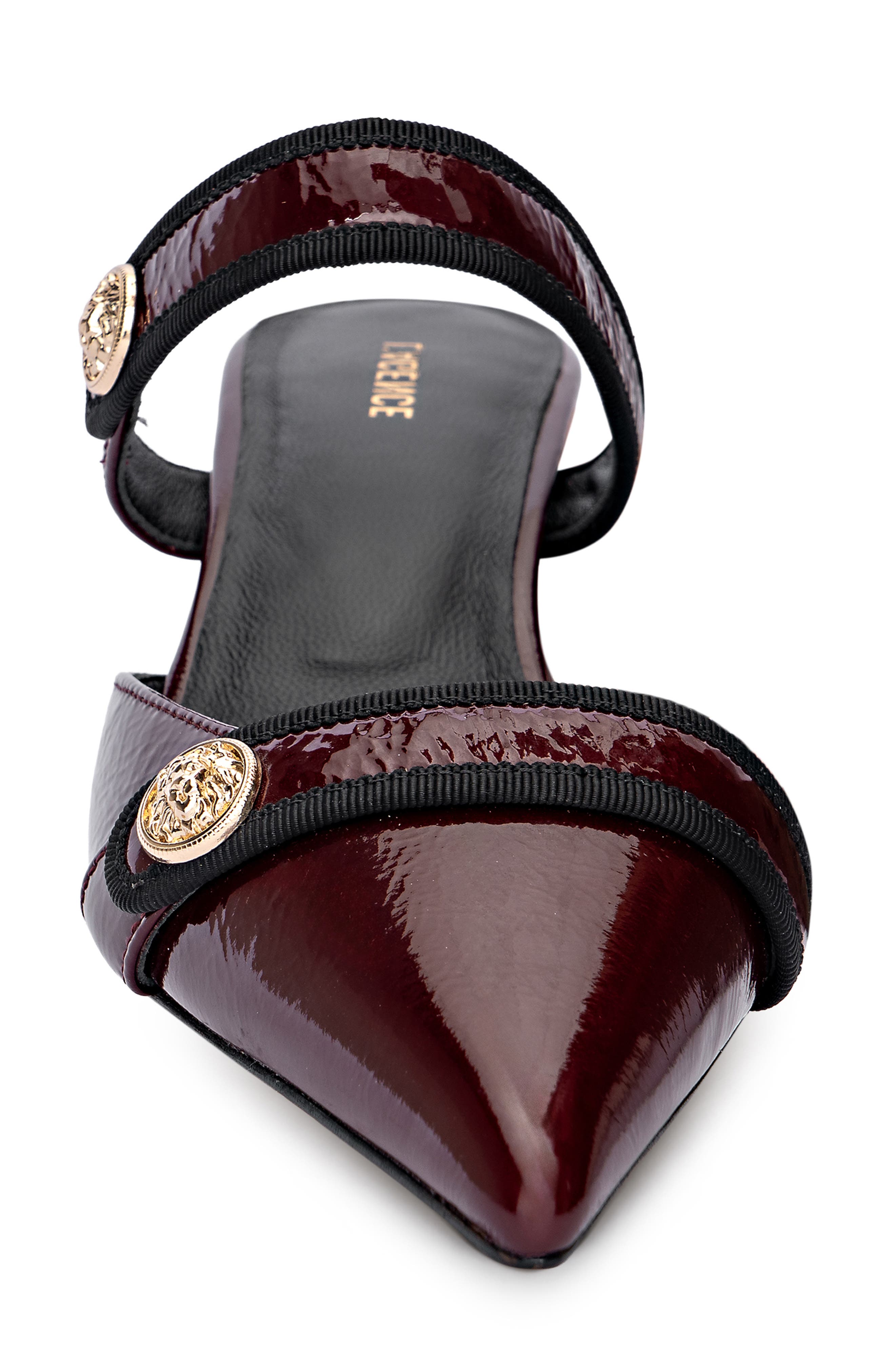 L
AGENCE Gilliane II Mary Jane Pointed Toe Kitten Heel Mule, Alternate, color, Wine Patent