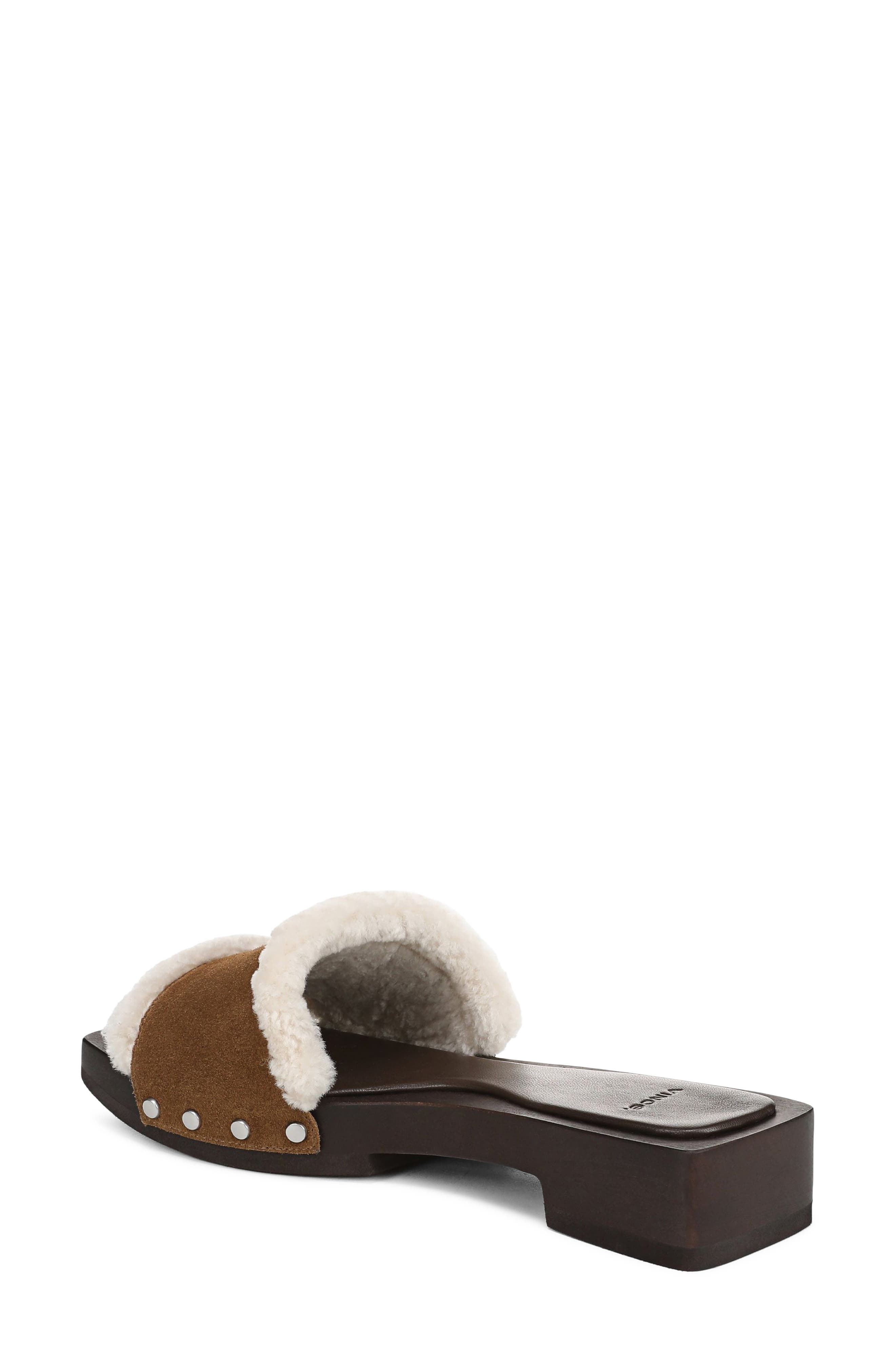 Barbara Genuine Shearling Slide Sandal, Alternate, color, ELMWOOD
