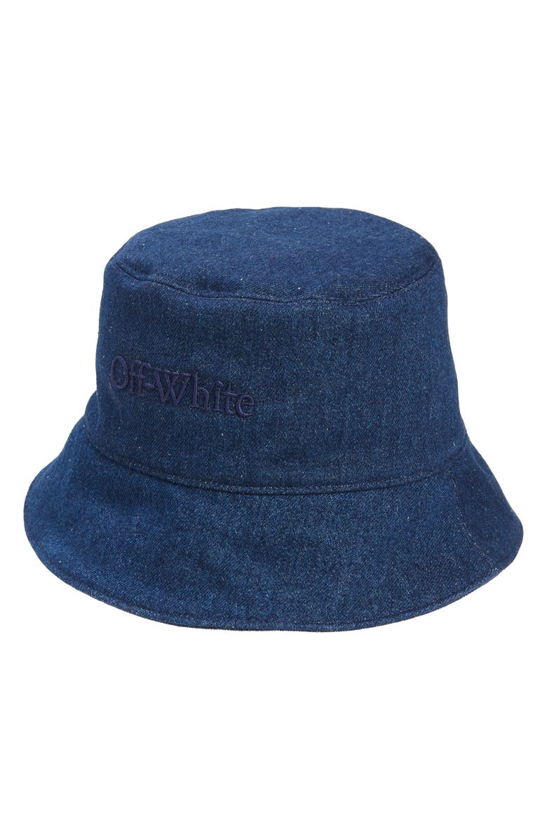 Off-White Bookish Logo Denim Bucket Hat, Main, color, 