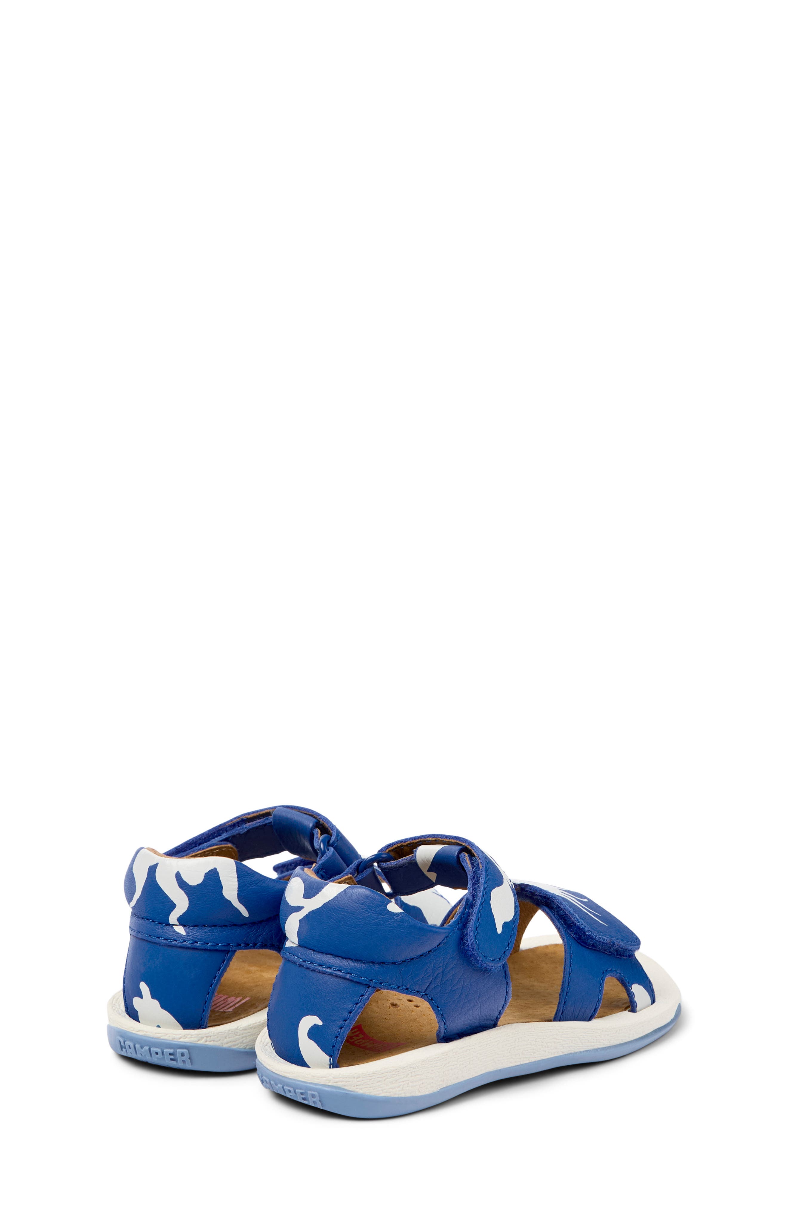 Camper Kids' Ankle Strap Leather Sandal, Alternate, color, Multi - Blue