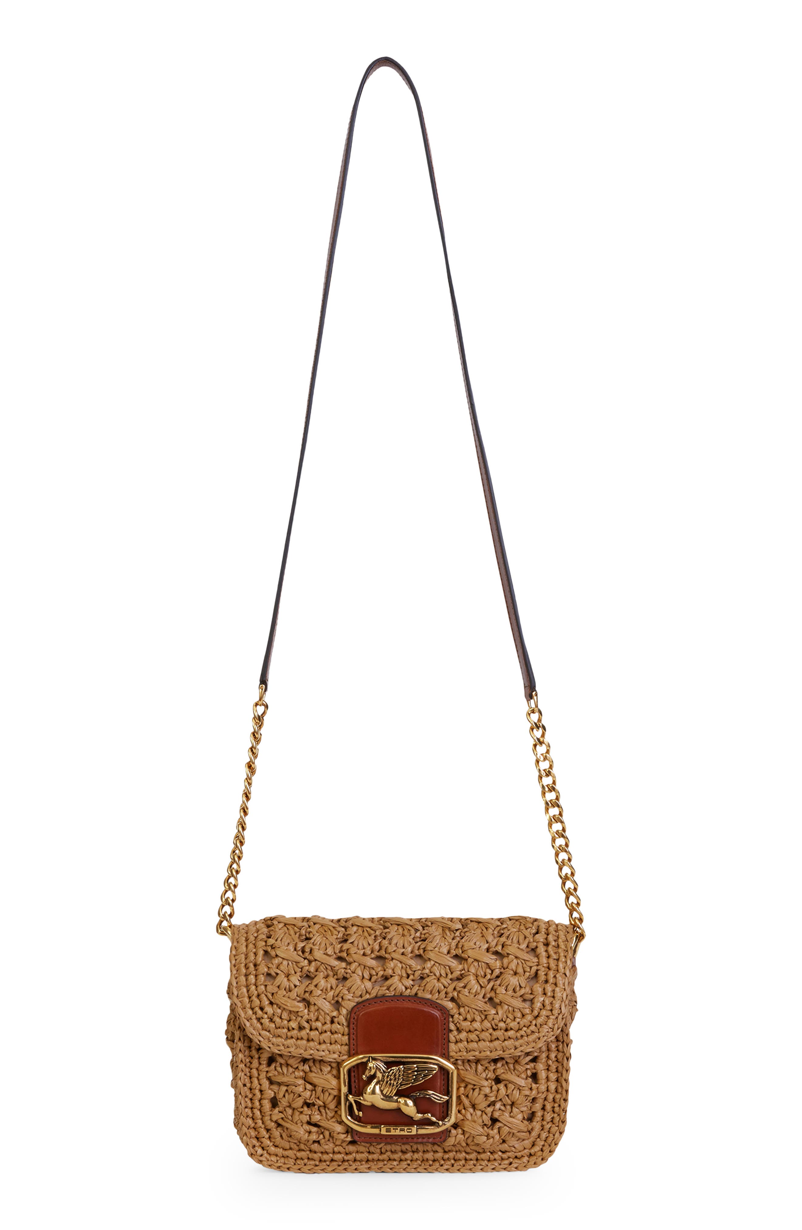 Pegaso Raffia Crossbody Bag, Main, color, BEIGE