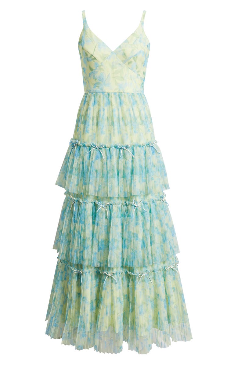Hutch Madi Tiered Bow Gown, Alternate, color, Ivory / Sky Watercolor
