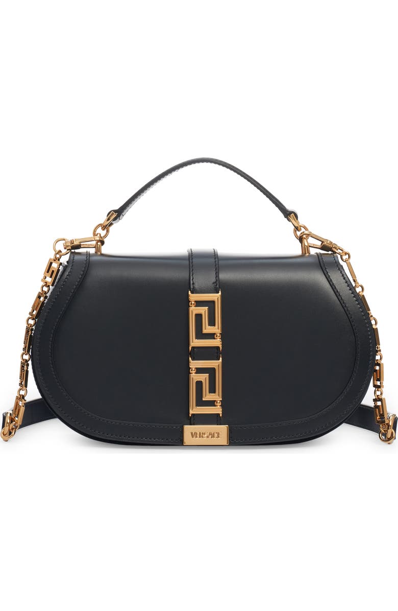 Versace Mini Greca Goddess Leather Shoulder Bag, Main, color,