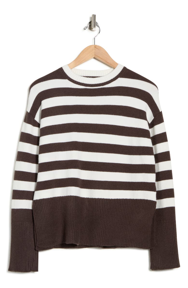 Vigoss Stripe Side Slit Sweater, Alternate, color, Chocolate