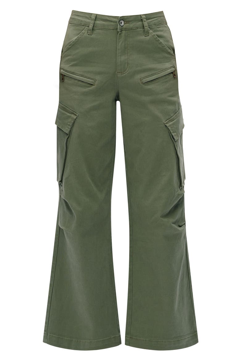 Fann High Waist Wide Leg Cargo Jeans, Alternate, color, GREEN