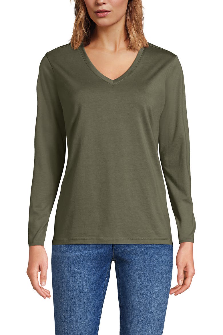 Supima Cotton Long Sleeve V-Neck T-Shirt (Women) | Nordstrom