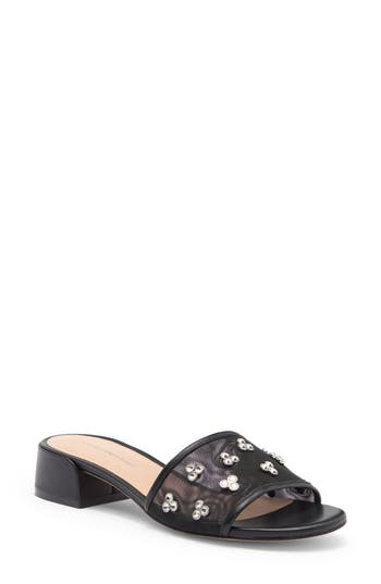 Stuart Weitzman Tammy Crystal Slide Sandal In Black