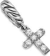 David Yurman Micro Pavé Cross Enhancer in Sterling Silver with Diamonds, 8mm