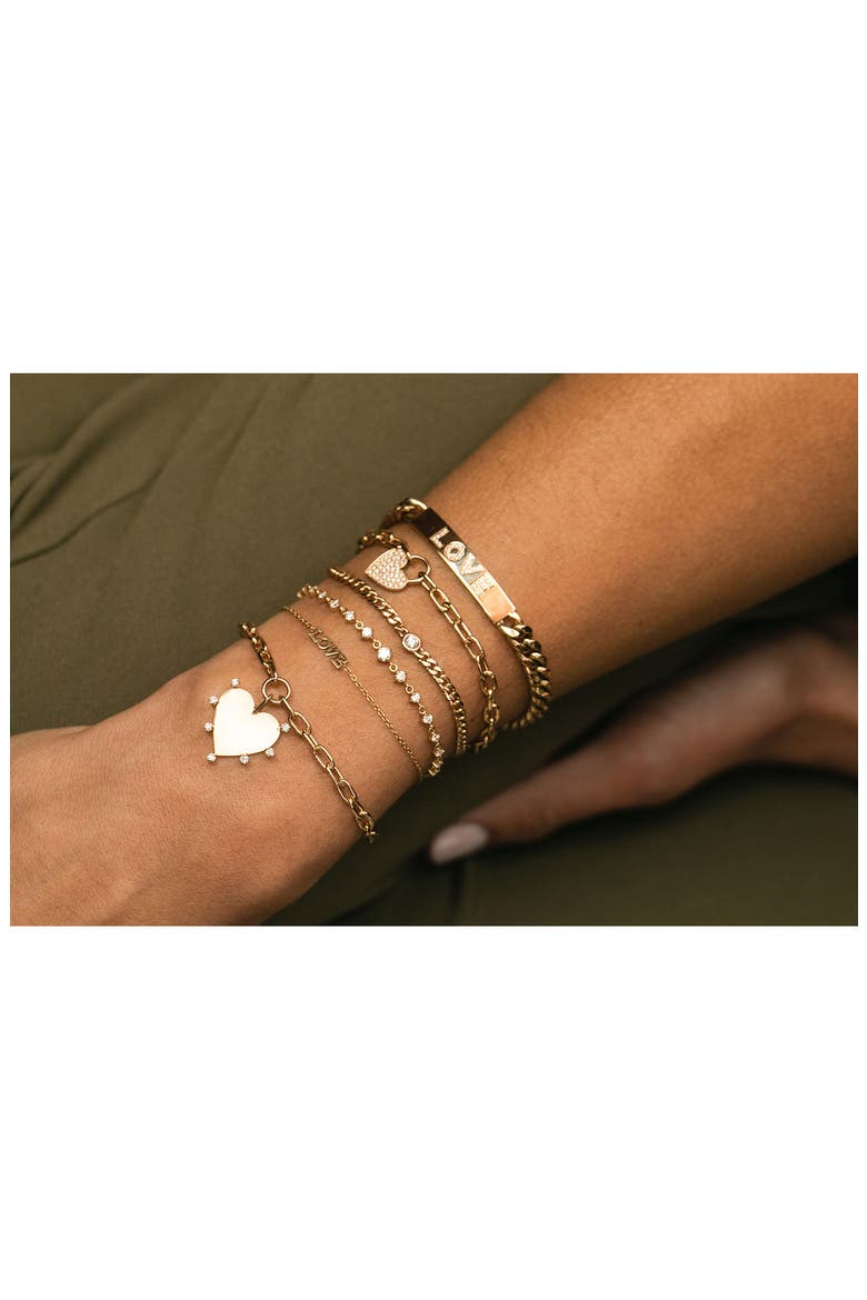 Small Curb Chain Floating Diamond Bracelet, Alternate, color, YELLOW GOLD