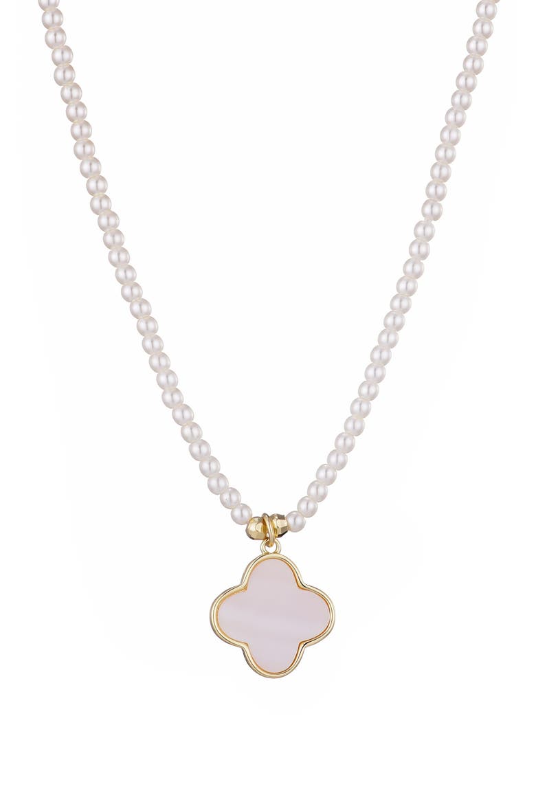 Faux Pearl Necklace, Main, color, WHITE