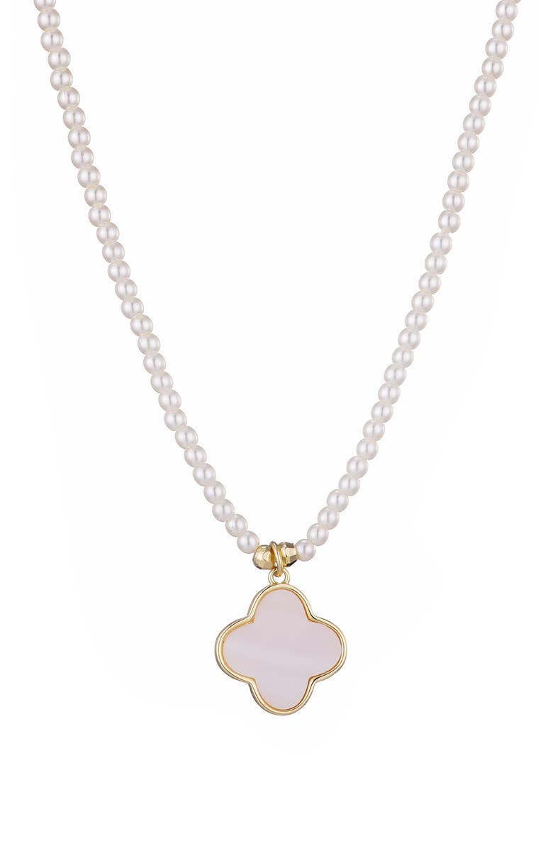 Adornia Faux Pearl Necklace, Main, color, White