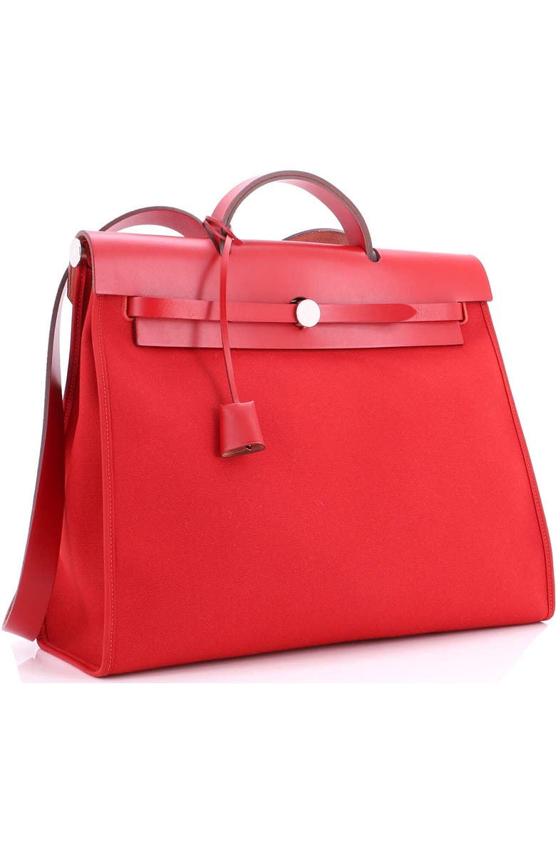 Pre-Owned Hermes Herbag Zip Leather and Toile 39, Alternate, color, Rouge De Coeur