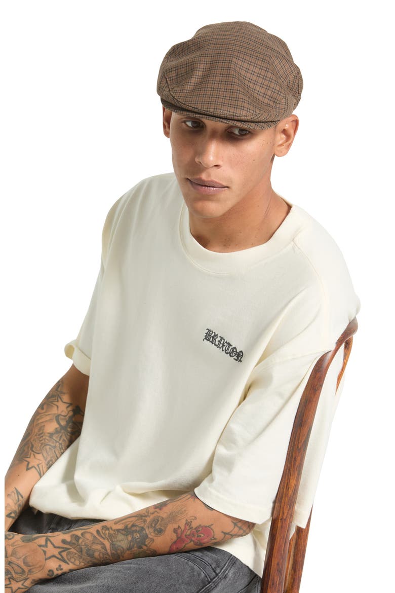 Hooligan Herringbone Driving Cap, Alternate, color, GREY/ BROWN/ GOLD