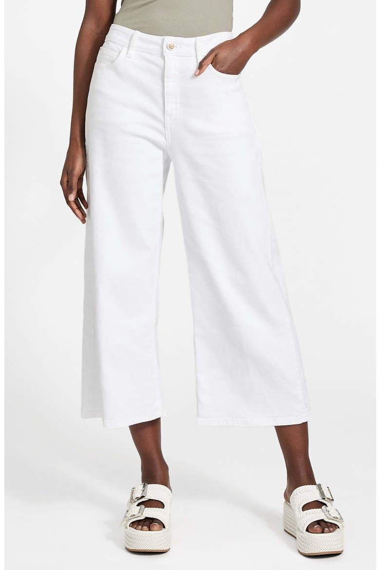 Bellflower Crop Wide Leg Jeans, Main, color, PURE WHITE