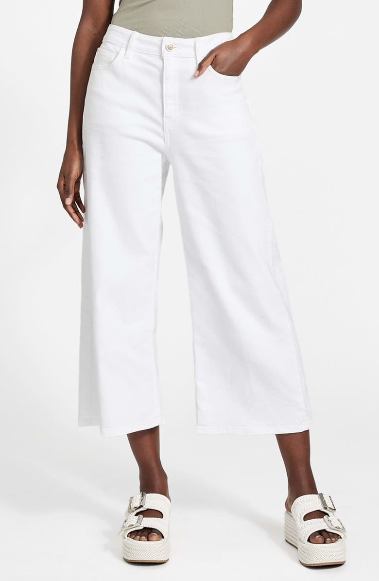 GUESS Bellflower Crop Wide Leg Jeans, Main, color, Pure White