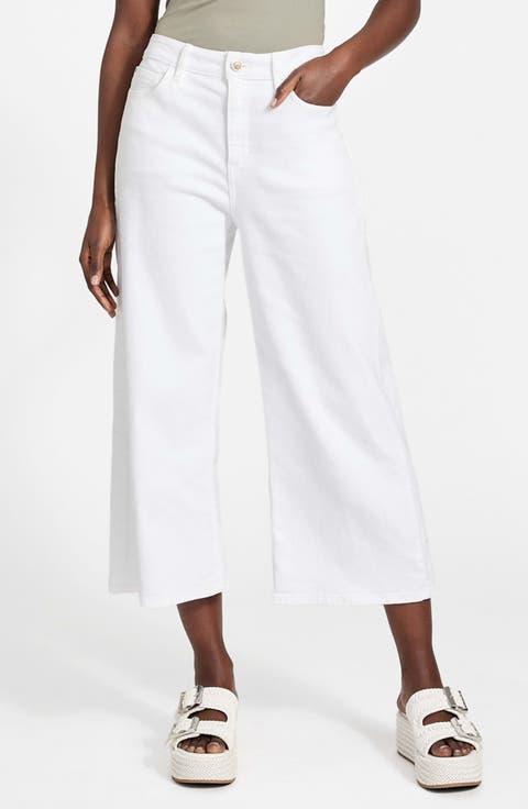 Bellflower Crop Wide Leg Jeans (Pure White)