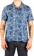 HIROSHI KATO The Wrench Waffle Bandana Print Short Sleeve Button-Up Camp Shirt