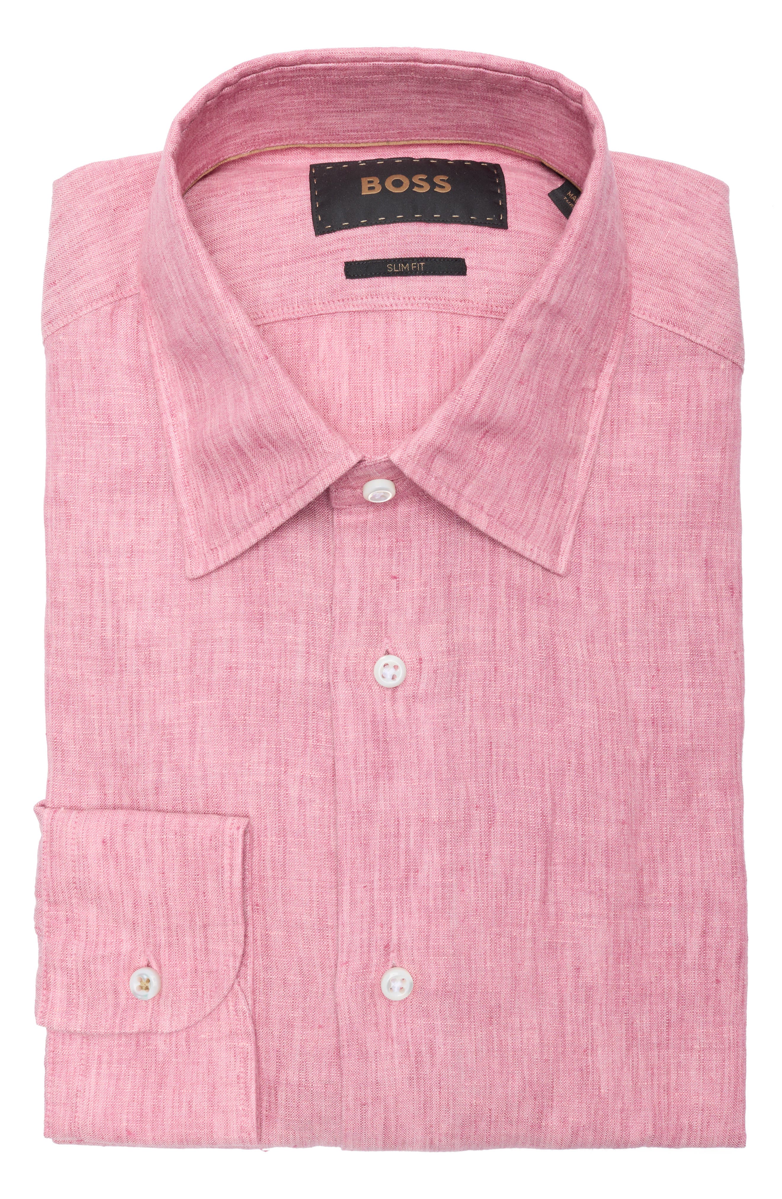 BOSS Hays Kent Slim Fit Linen Dress Shirt