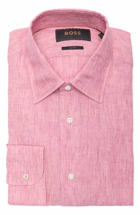 BOSS Hays Kent Slim Fit Linen Dress Shirt