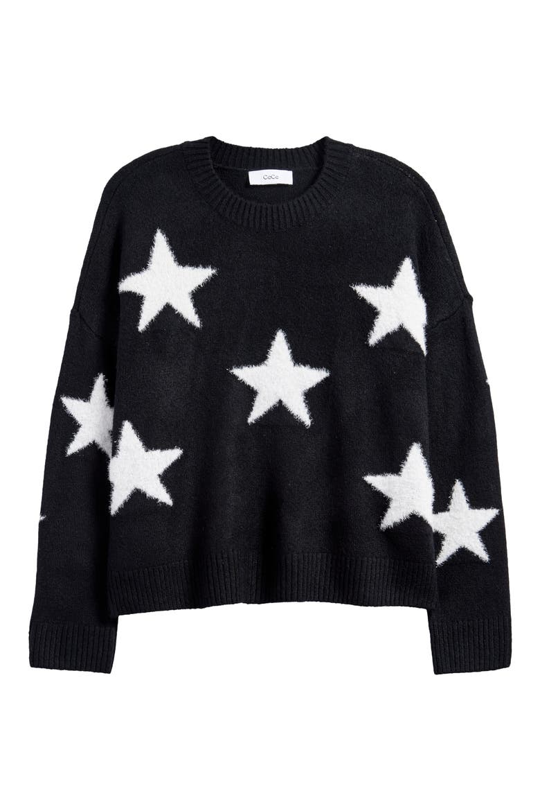 Eyelash Star Sweater, Alternate, color, RICH BLACK