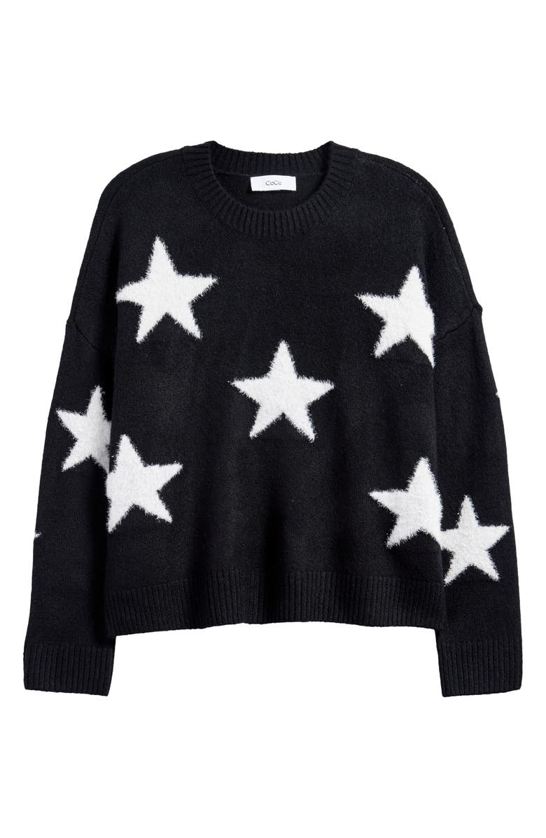 CeCe Eyelash Star Sweater, Alternate, color, Rich Black