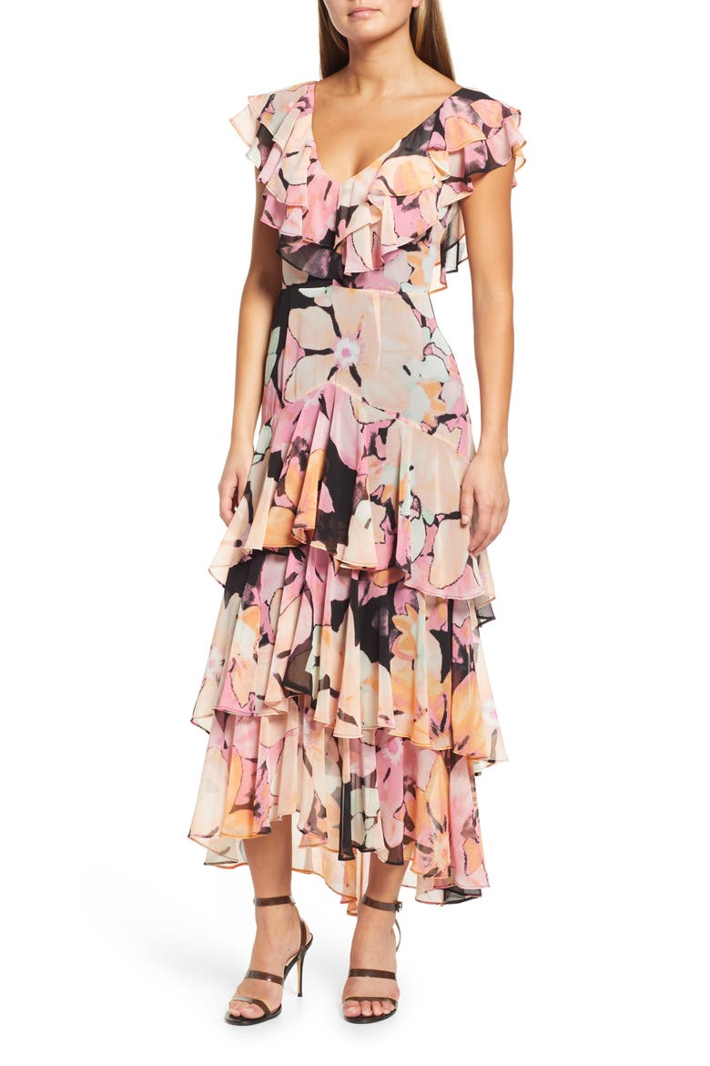 Chelsea Tiered Ruffle Maxi Dress, Main, color, BLACK ORCHID