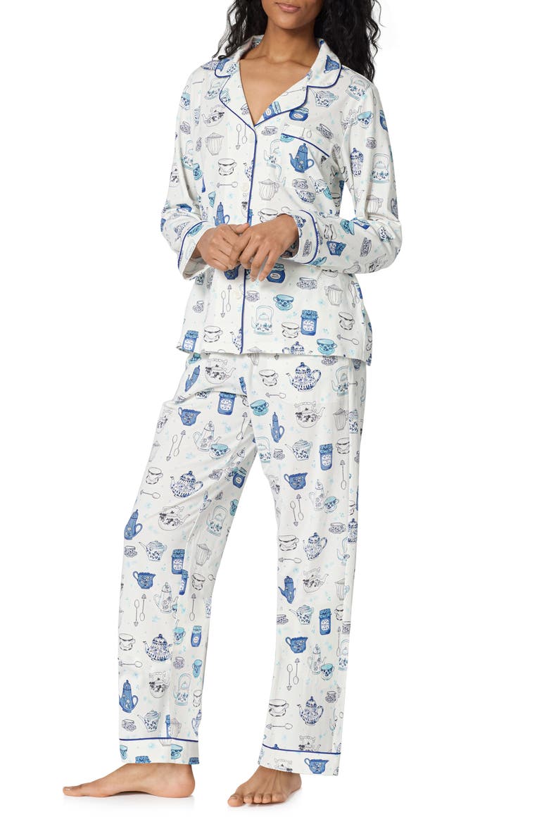 Teapot Cotton Blend Pajamas, Alternate, color, LADY GREY