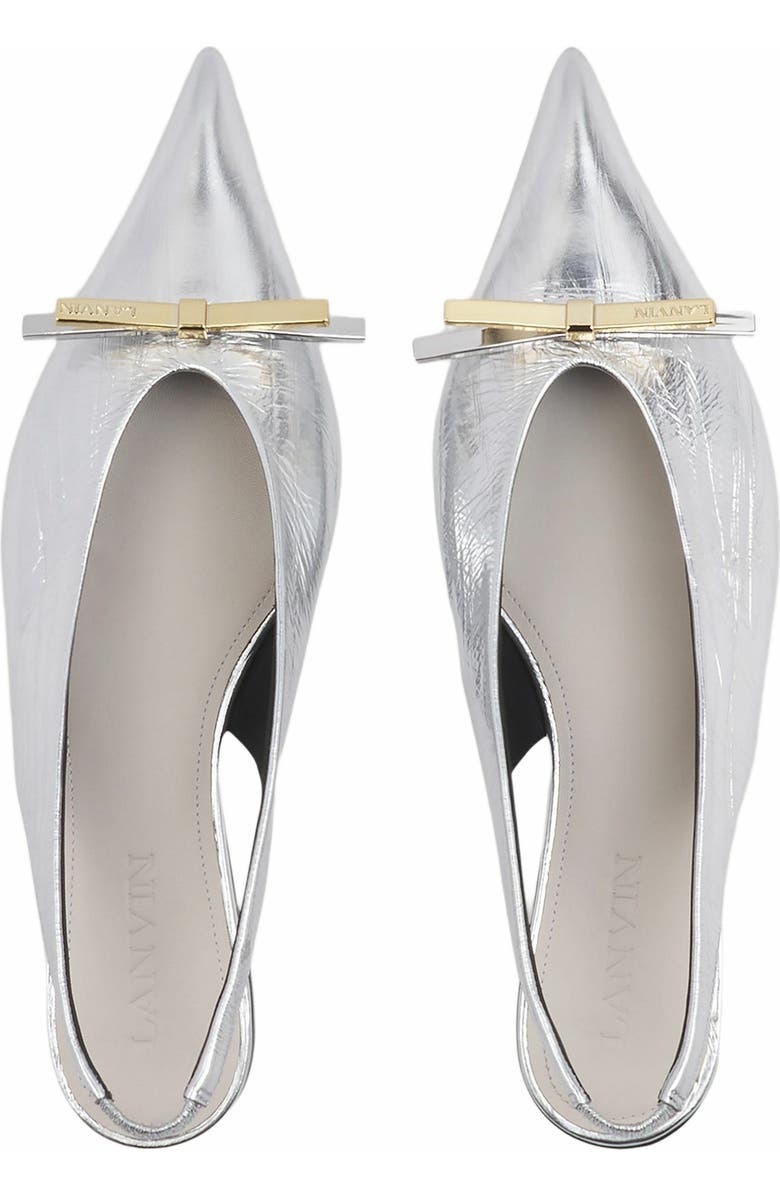 Lanvin Bow Slingback In Metallic Leather, Alternate, color,