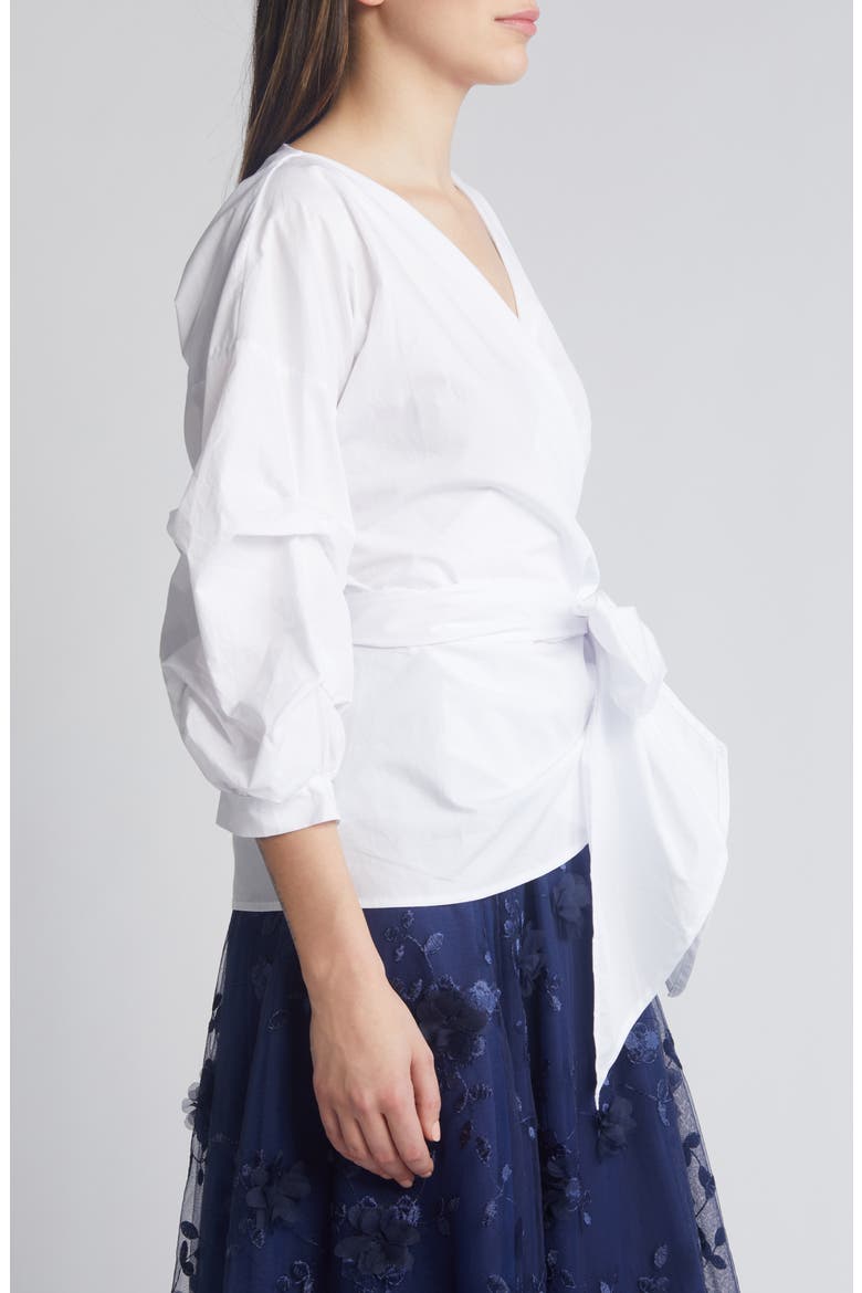 Anna Tie Waist Wrap Top, Alternate, color, WHITE