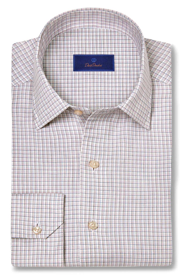 Cotton & Cashmere Micro Check Sport Shirt, Main, color, PEARL MULTI