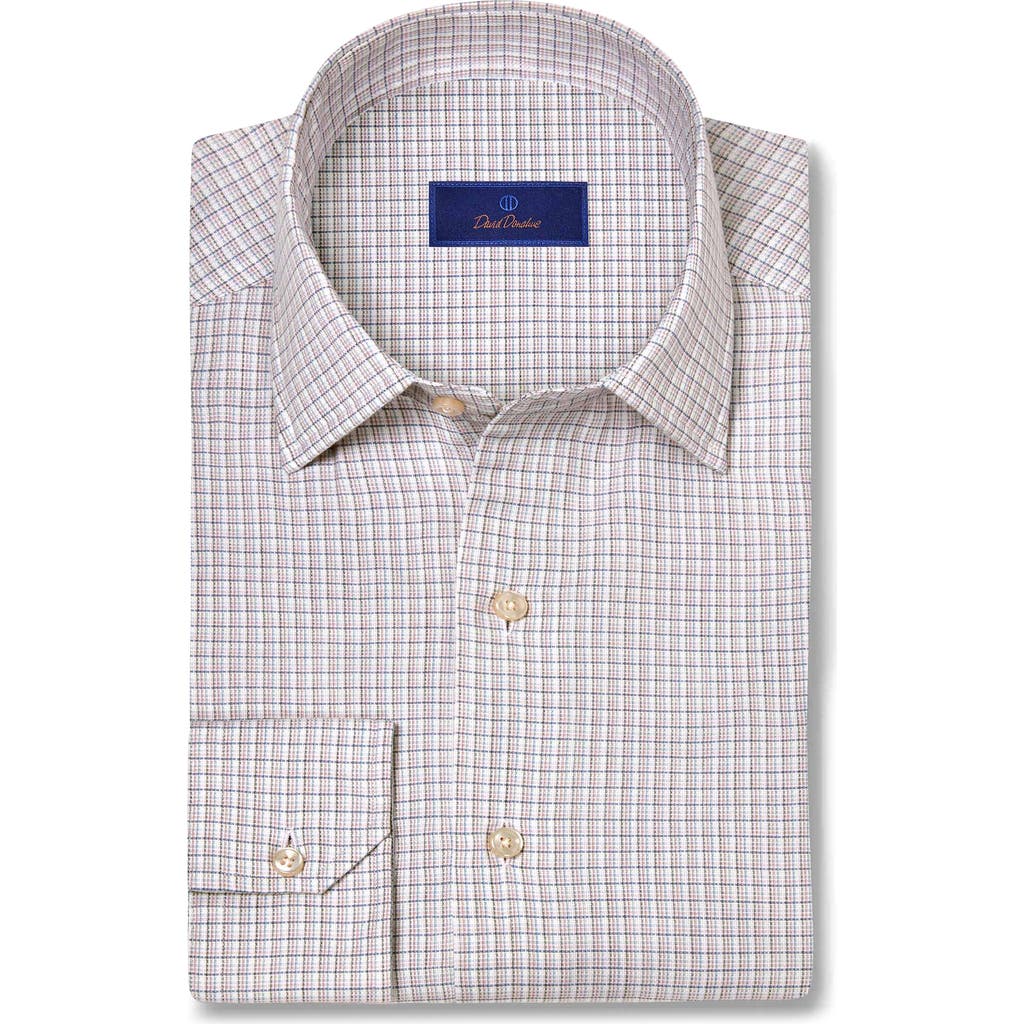 David Donahue Printed Sport Shirt In Brown