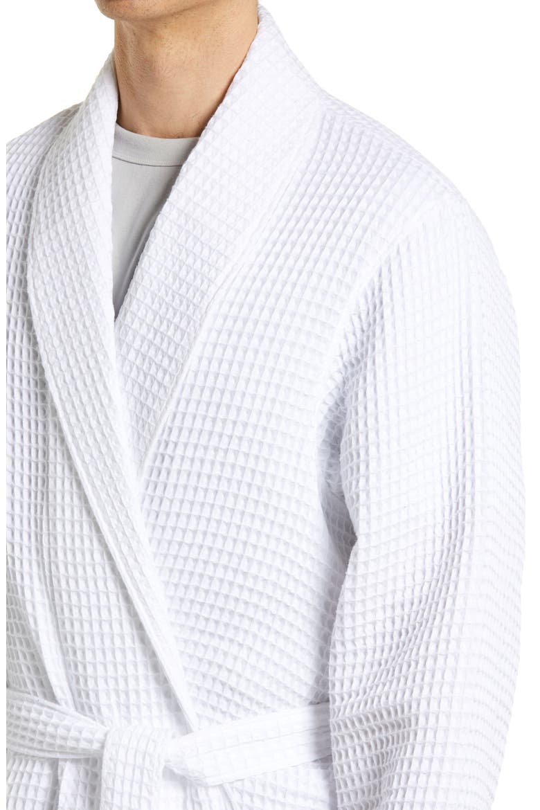 Men's Waffle Knit Cotton Robe, Alternate, color, WHITE