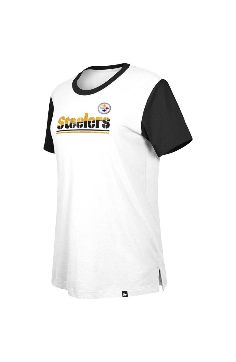 New Era Women's New Era  White/Black Pittsburgh Steelers Third Down Colorblock T-Shirt, Alternate, color, White