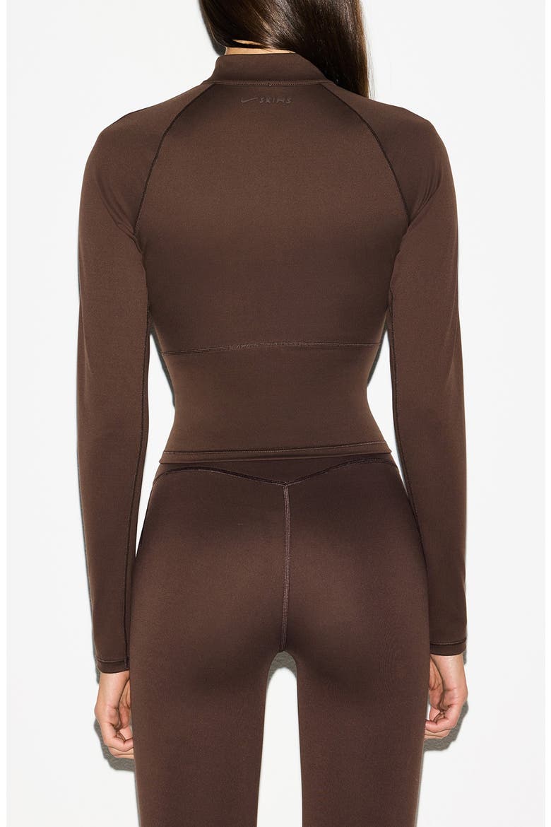 Full Zip Mock Neck Jacket, Alternate, color, DARK SEPIA