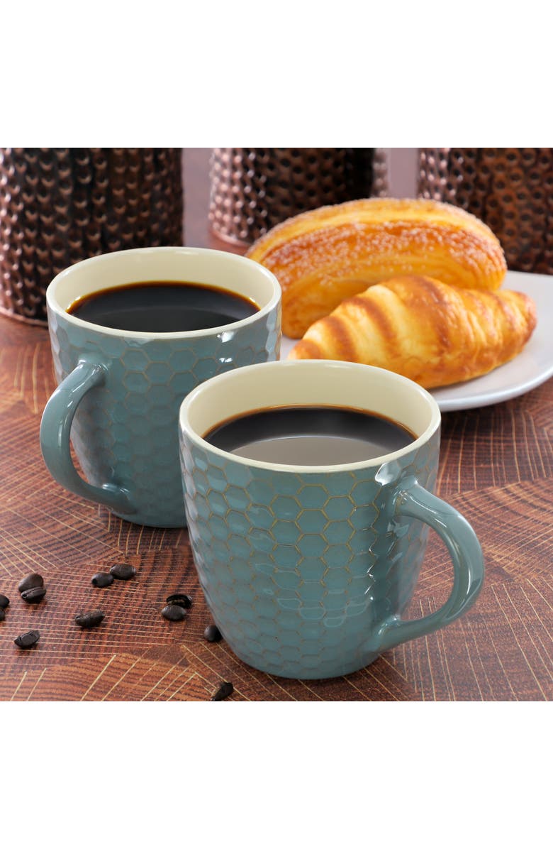 Elama Honeycomb 6 Piece 15 oz. Mug Set, Alternate, color, Blue