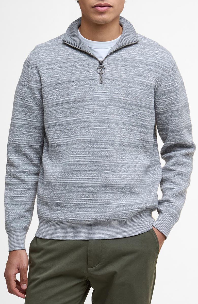 Barbour Dartfield Quarter Zip Cotton & Wool Sweater, Main, color, Light Grey