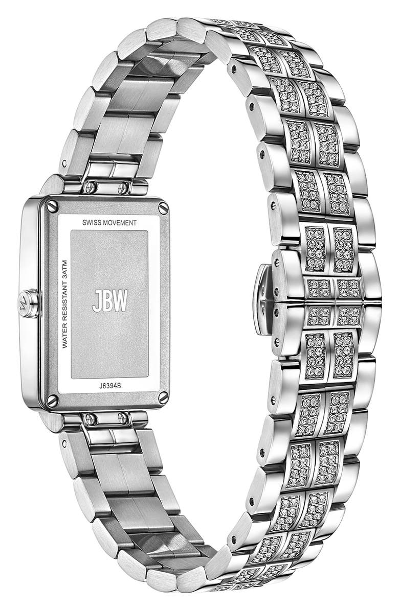 JBW Mink Petite Lab Created Diamond Bracelet Watch, 23mm x 8mm, Alternate, color, Silver/ Silver