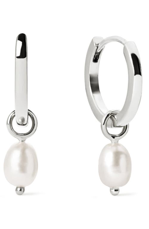 Ana Luisa Freshwater Pearl Huggie Hoop Earrings In Silver