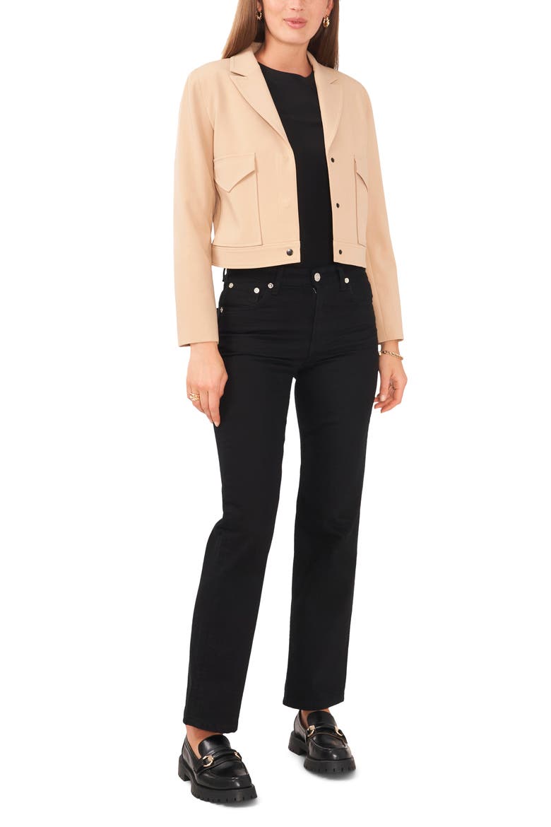 Notched Lapel Crop Blazer, Alternate, color, FALL CAMEL