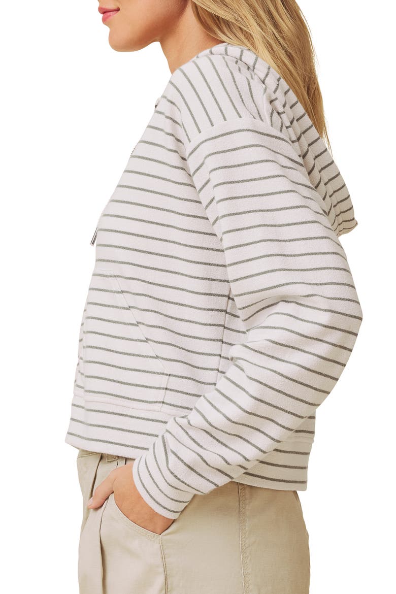 Kennedy Stripe Zip Front Hoodie, Alternate, color, PALE OAK WHITE/ GREEN