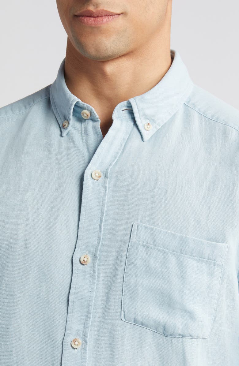 Johnston & Murphy Antique Dyed Linen Blend Short Sleeve Button-Down Shirt, Alternate, color, 