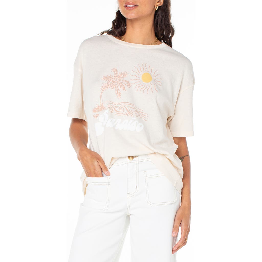 Roxy Paraiso Oversize Cotton Graphic T-shirt In Pink Champagne