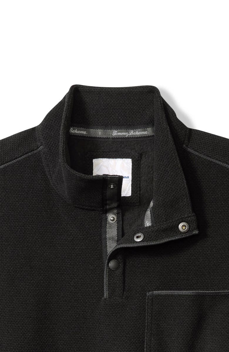 Tommy Bahama Sea Brook Textured Fleece Quarter Snap Pullover, Alternate, color, Black