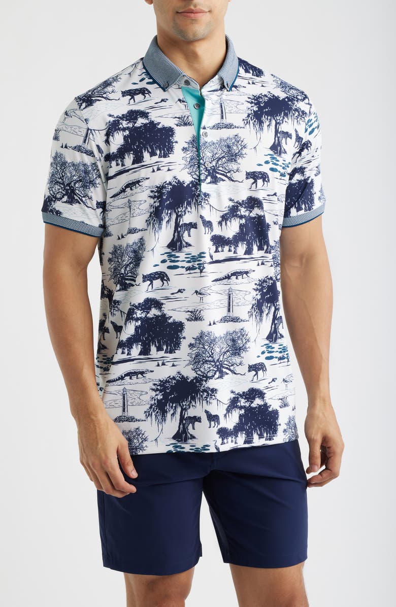 Greyson Angel Oak Performance Button-Down Golf Polo, Main, color, Arctic