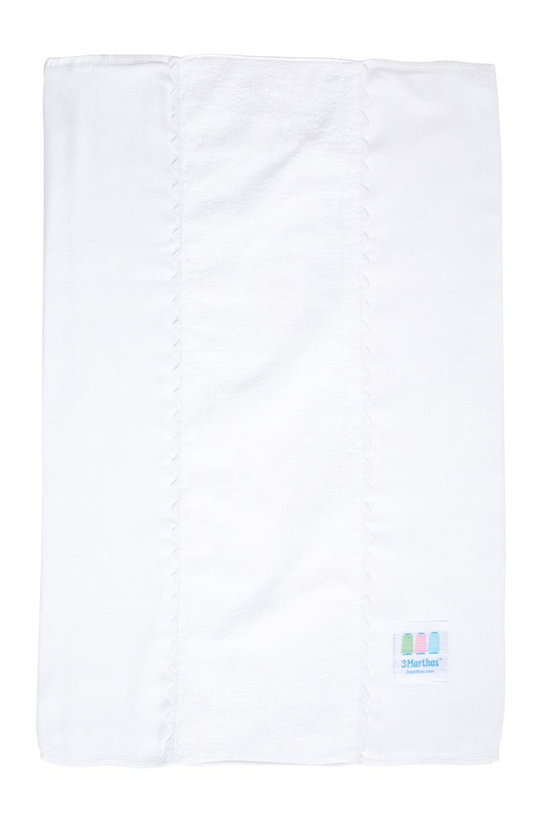 3 Marthas Seersucker Stripe Fancy Fabric Burp Cloth, Alternate, color, White