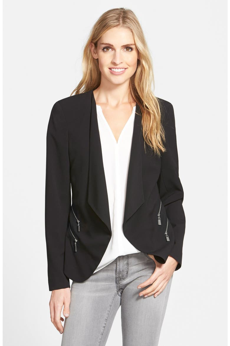 Double Zip Pocket Blazer, Main, color, RICH BLACK