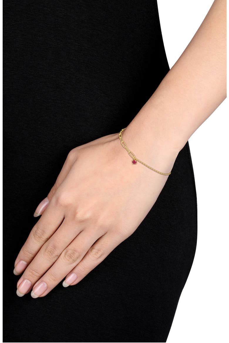 Lab-Created Ruby Mixed Chain Bracelet, Alternate, color, RED
