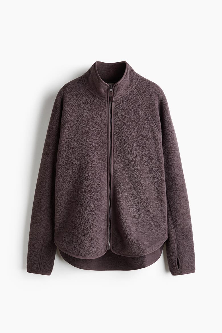 Teddy Fleece Activewear Jacket, Alternate, color, Dark heather