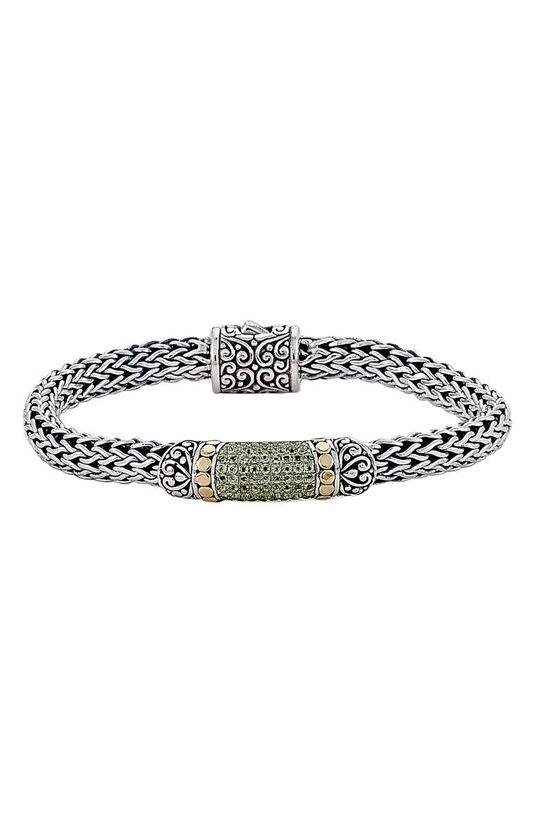 SAMUEL B. Semiprecious Stone Textured Bangle Bracelet, Main, color, Green